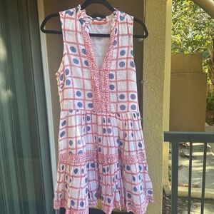 Oliphant Red and Blue Ruffled Dress